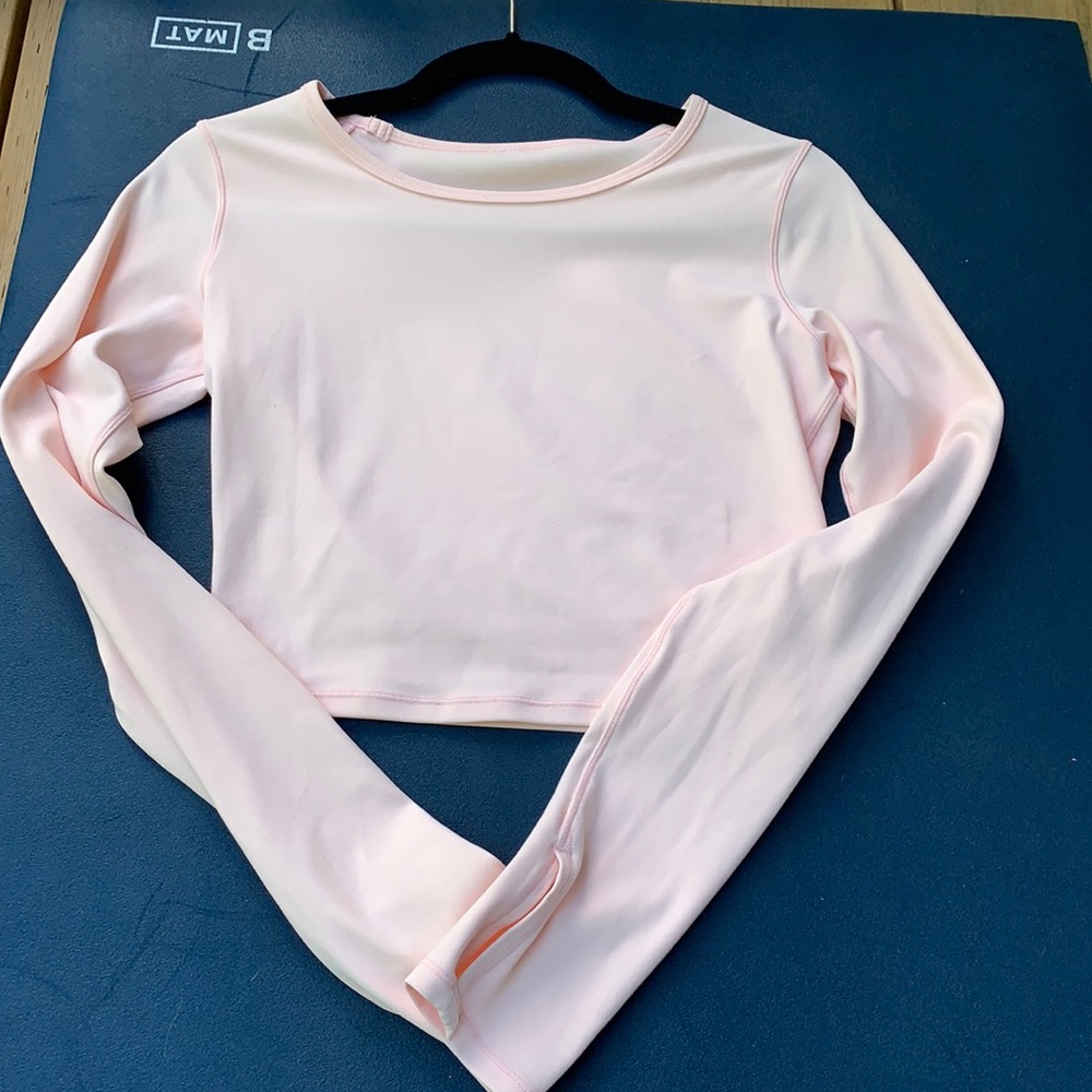 lululemon athletica Light Pink Long Sleeve Crop Top